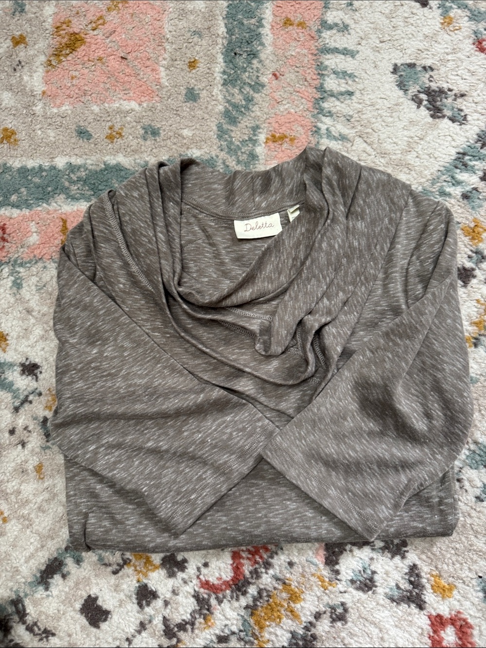 Deletta Heathered Taupe interest collar shirt Size S